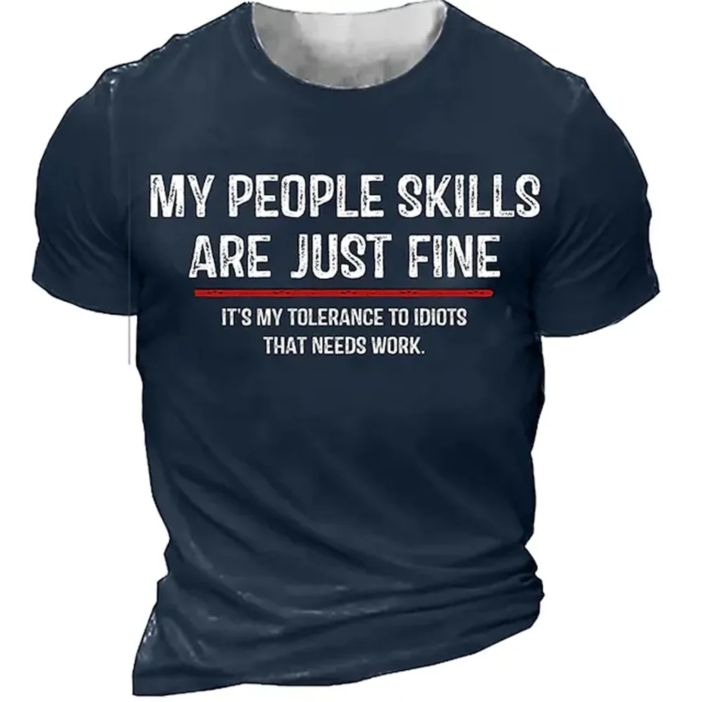 Classic Vintage Summer Men's T-shirt O Collar Alphabet Oversized 3D Printed Clothing Street Fitness Quick-drying Comfortable Top