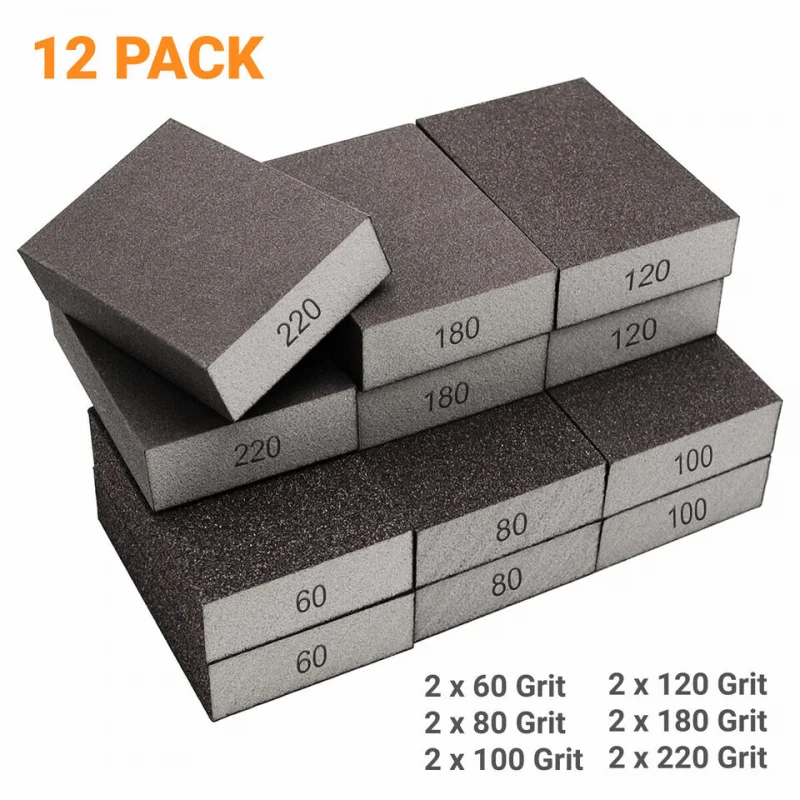 12pcs-set 20sets-carton 60-220 grit drywall sanding sponge hand sander block pads abrasive tools wet dry paper aluminum material