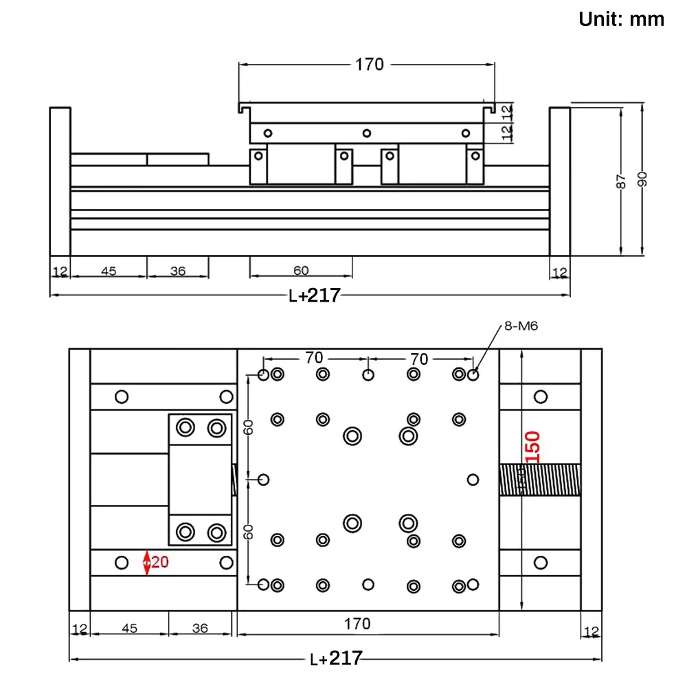 Heavy Duty Linear Slide Table HGR20 Guide Rail 4PCS HGR20 Automations Linear Bearings SFU2010/SFU1605/SFU1610/SFU2005 CNC