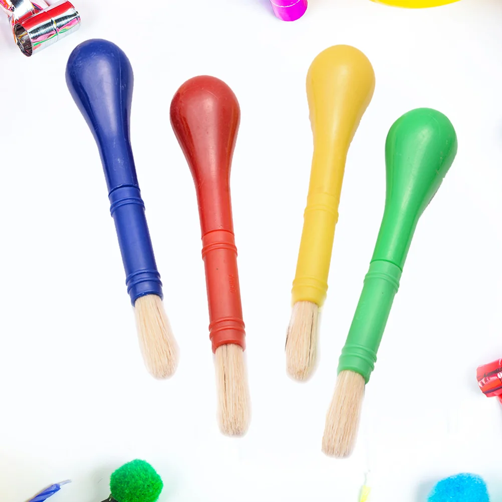 4pcs Toddler Paint Plastic Handle Nylon Painting Brush for Painting Crafts and DIY (Red Yellow Blue Green)