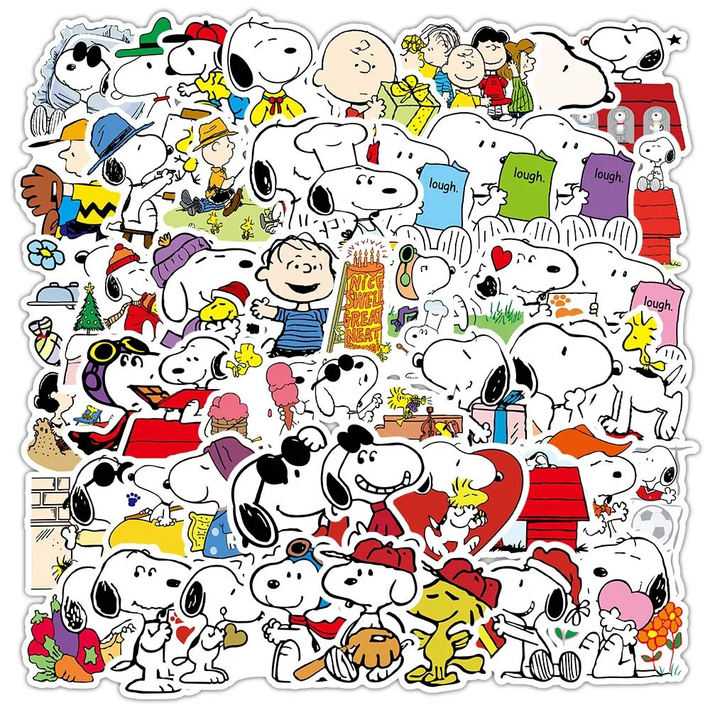 100pcs Cartoon Cute Snoopy Stickers PVC Material Personalized DIY Mobile Phone And Water Cup Waterproof Children's Cute Stickers