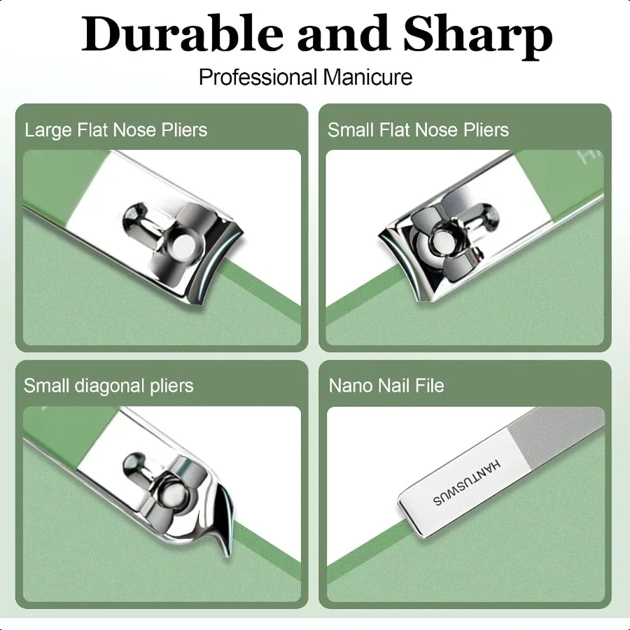 ชุดตัดเล็บสแตนเลสสำหรับเล็บหนา 4 ชิ้น ชุดทำเล็บมือและเล็บเท้าแบบหนา พร้อมที่ตัดเล็บเท้าแบบมุมเฉียง ตะไบเล็บ และที่รัดเล็บหนัง