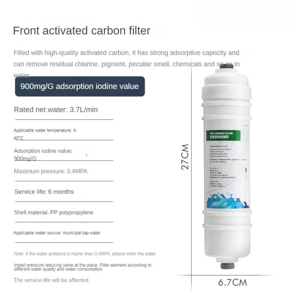 Waternoble 10-inch Inline Carbon Water Filter Replacement Element for Activated Carbon Dechlorination in Reverse Osmosis Systems