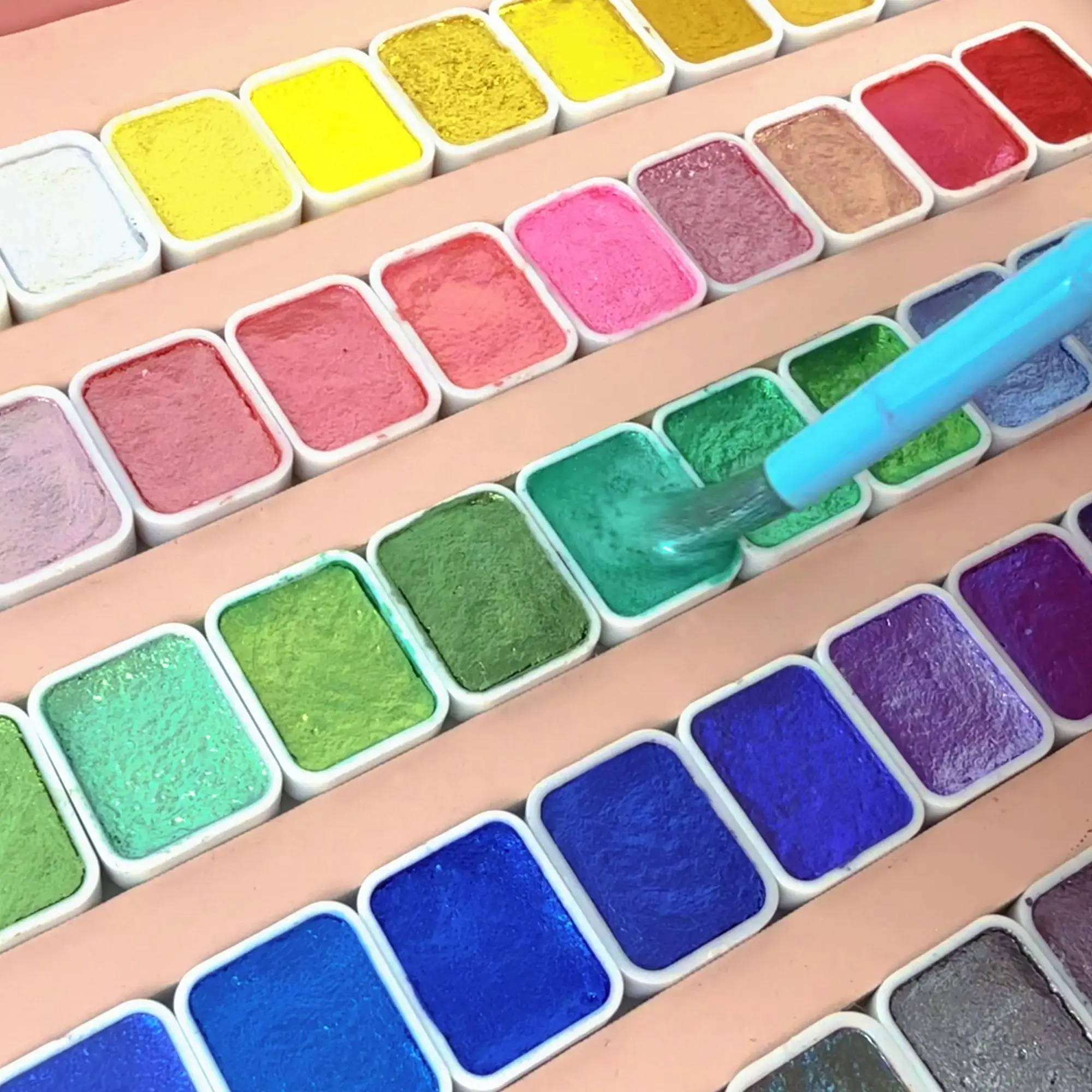 180-Farben-Metallic-Aquarellfarben-Set, tragbar und leicht, hochfestes Pigment, Sternenhimmel, für Künstler und Profis – Detail 4