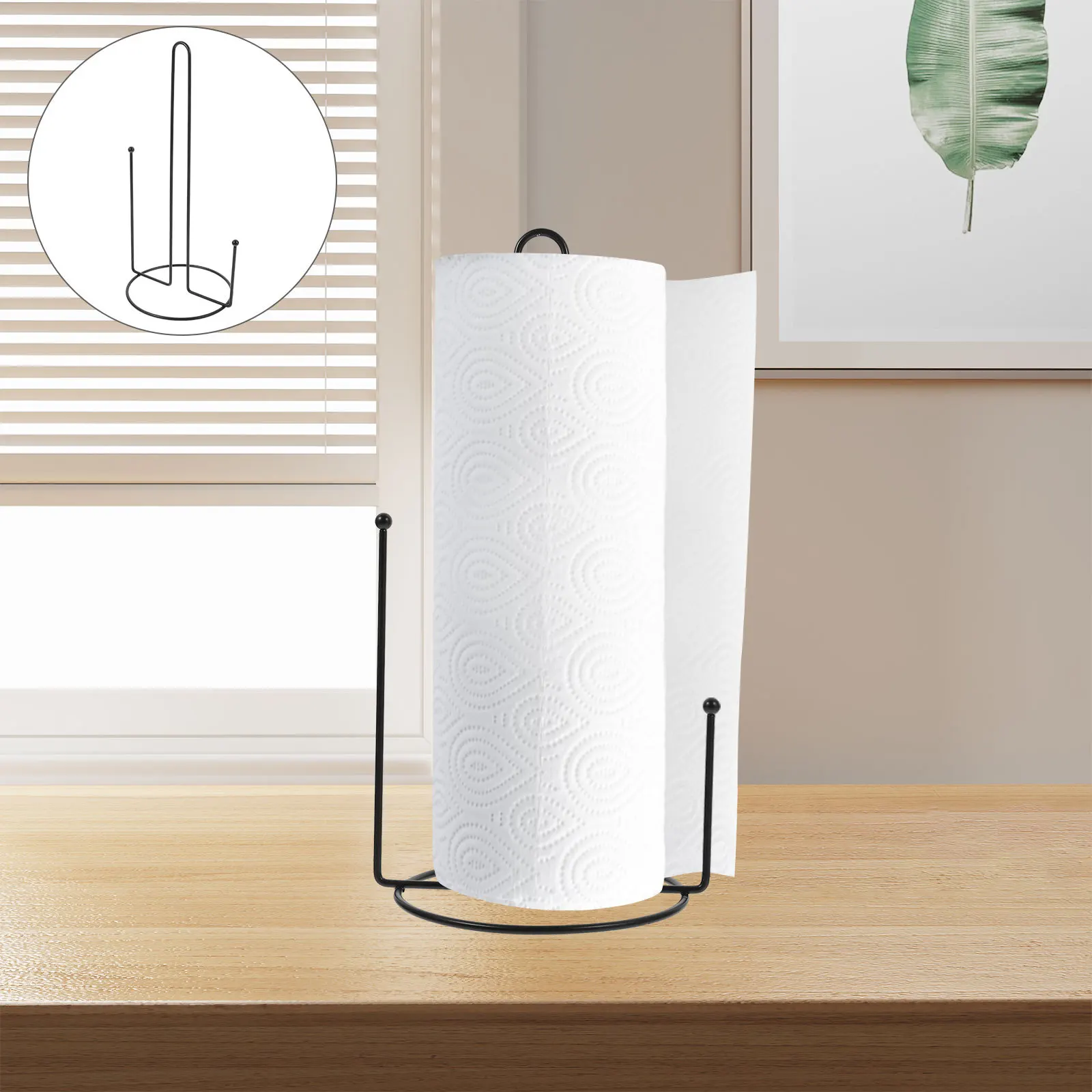 

Vertical Paper Towel Holder Stand Sturdy Iron Kitchen Roll Holder Countertop Space Saving Tissue Rack for Napkins Plastic Wrap