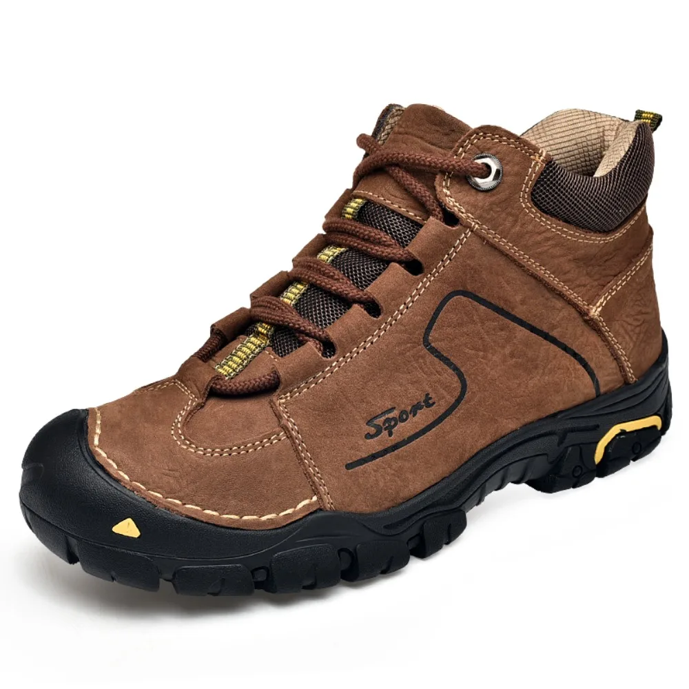 2026Men's Mid-Cut Outdoor Hiking Shoes Comfortable Wear-Resistant Rubber Outsole round Toe Work Boots Youth Spring Autumn Winter