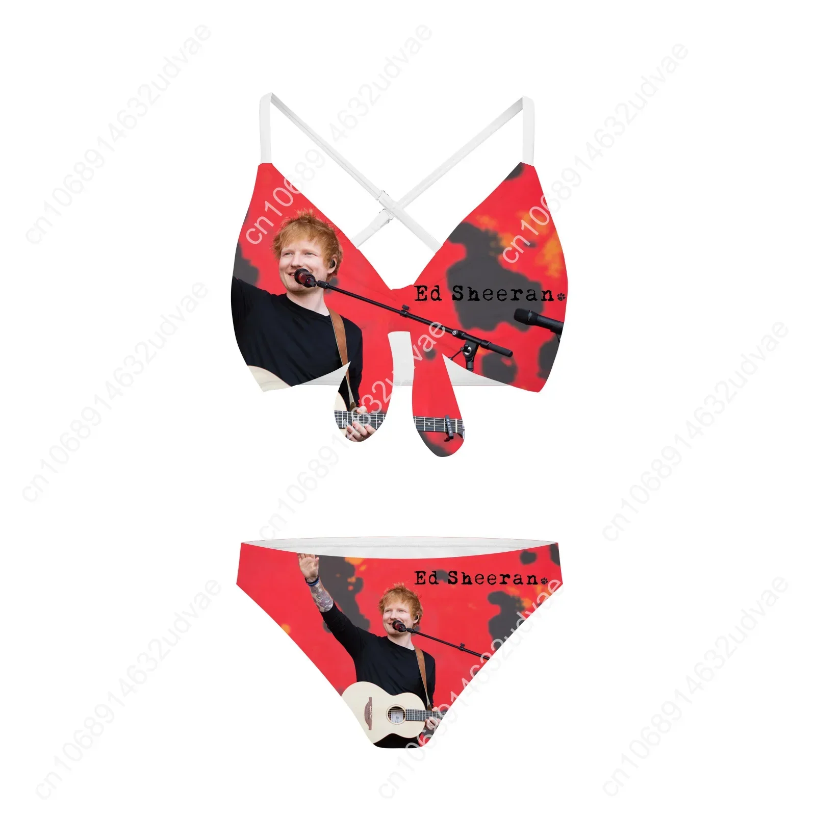 Ed Sheeran Bathing Suits Cross Strap Suspenders Swimsuits Womens Personalized Bikini Pool Party Swimwear Customized Beachwear