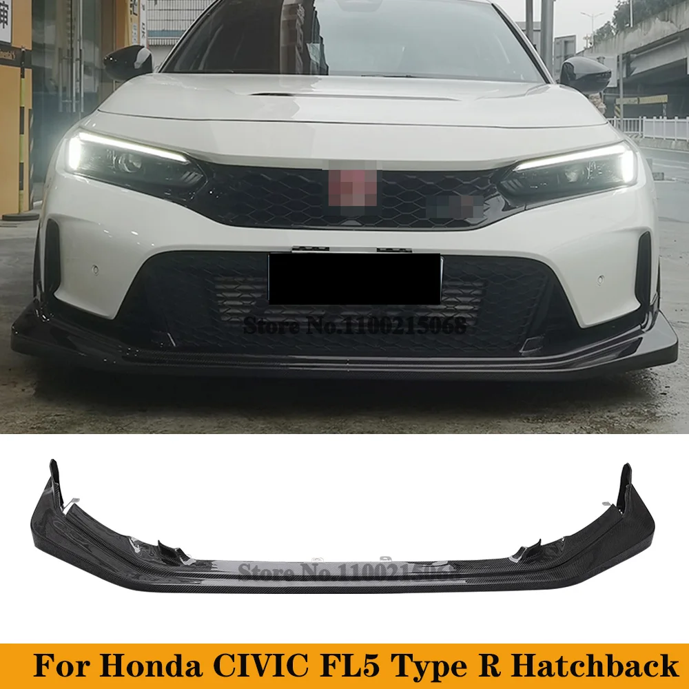 For Honda Civic 11TH FL5 Type-R 2022-2023 Carbon Fiber Front Bumper Lip Spoiler Splitters Auto Tuning