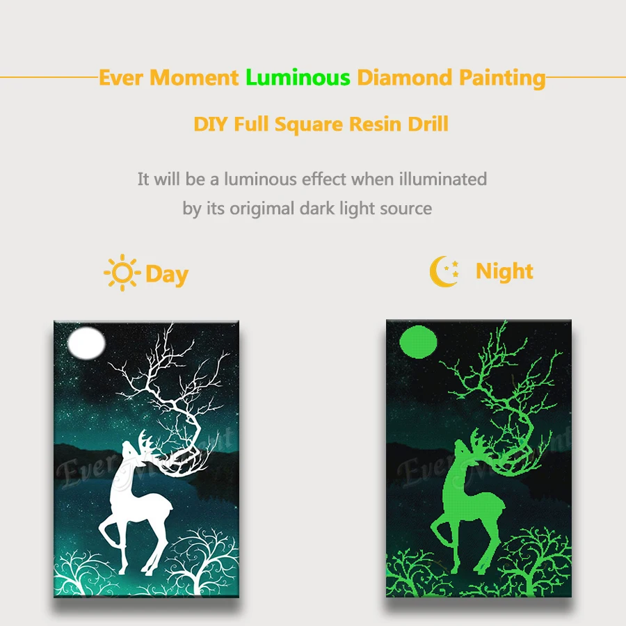 Ever Moment Diamond Painting Diamond Display New Arrival Luminous Brilliant Paint By Diamonds Deer Christmas Handmade Gift N007