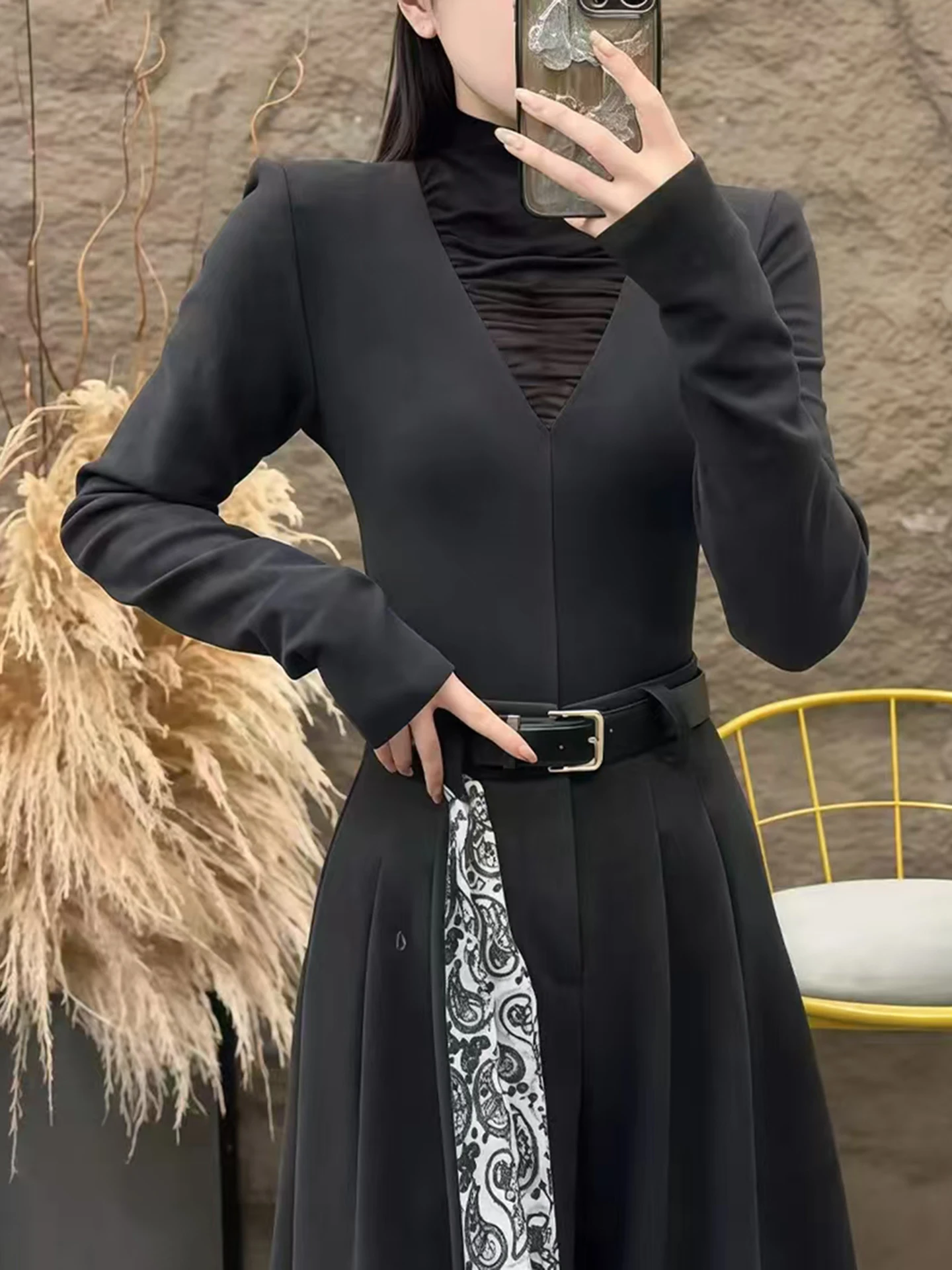 

Casual Long Sve T-irt Women's Autumn Winter New Sle Slimming Me Splicing Pure Desire Wind Commute Sle High Collar