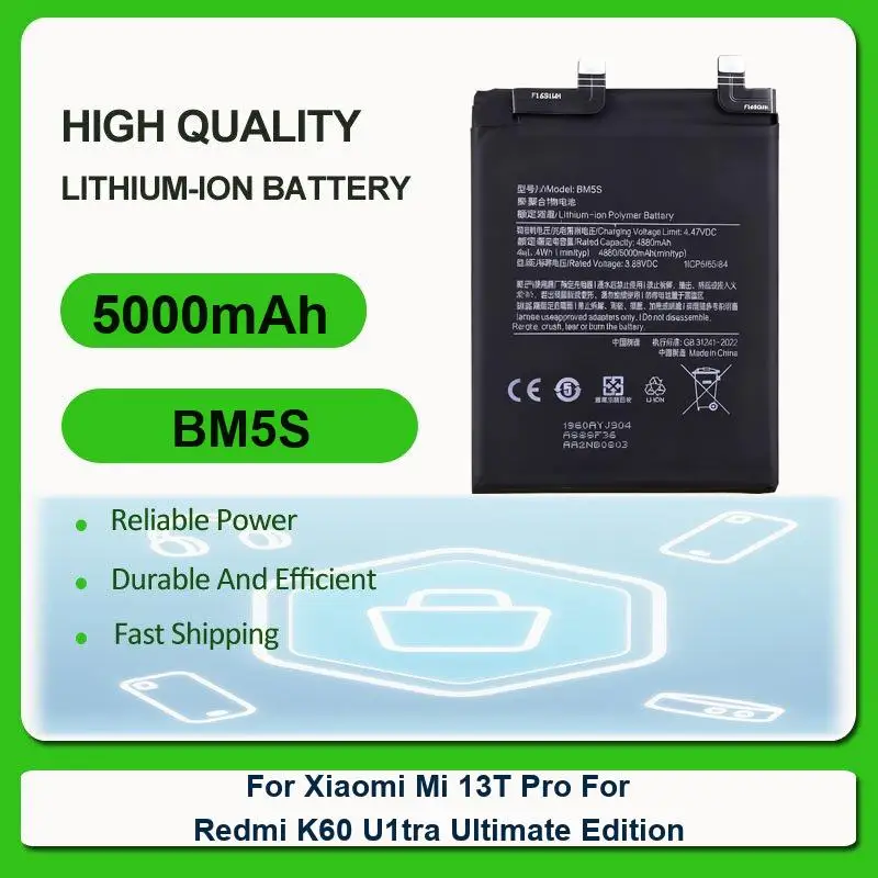 Battery For Xiaomi Redmi 10A 10C Note 13 5G 3 3S 3X 4X 12 5G/Poco X5 Turbo 3/POCO F6 Mi 13T Pro K60 U1tra Ultimate Edition 9T view 3