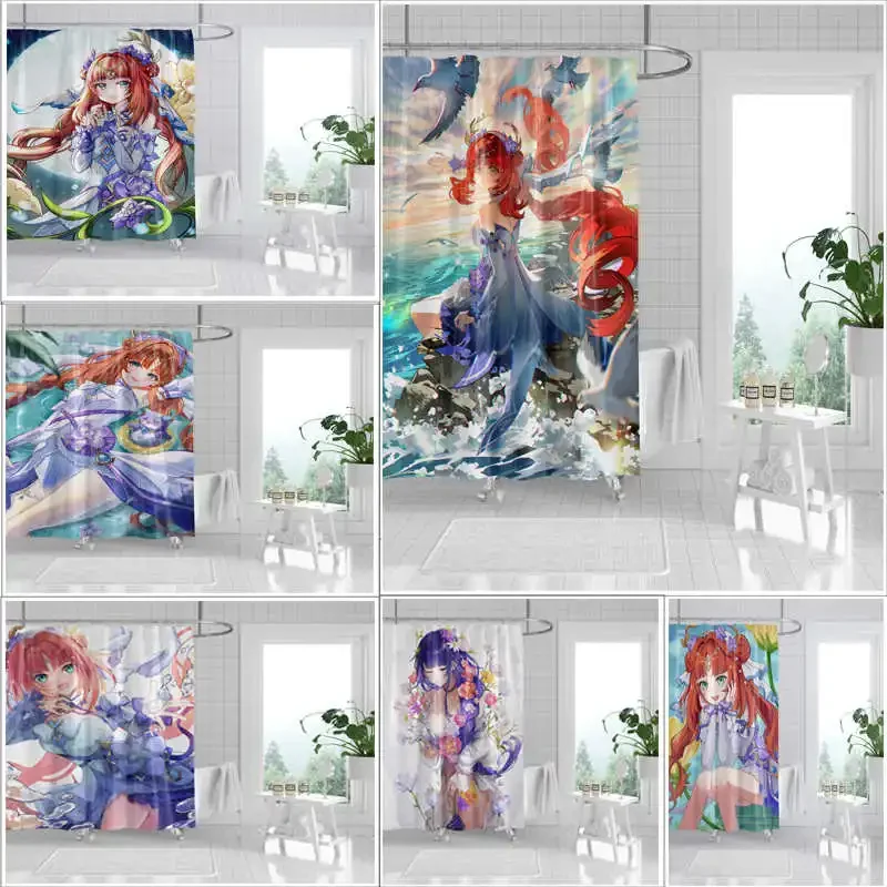 New 3D Cartoon Anime Series High Definition Digital Printed Polyester Shower Curtain with Mold and Waterproof Resistance