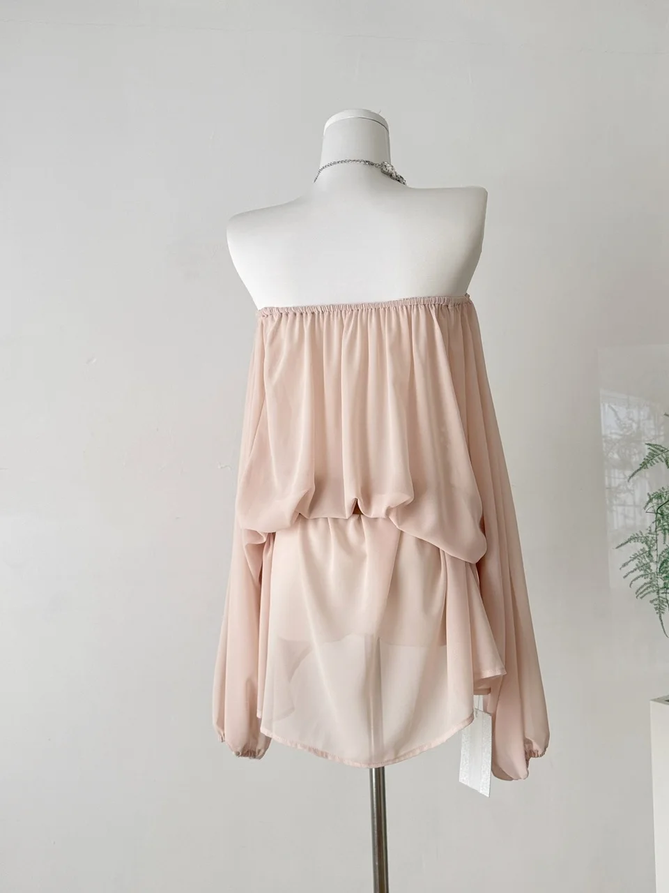 Heavy Embellied Lantern Sve Chiffon irt Loose Fit One oulder  Knot Design Korean Sle Commute Faion Wome...