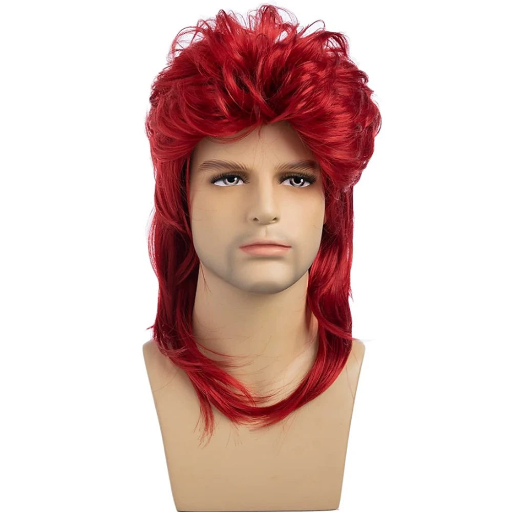 HAIRJOY Sallcks Herren Vokuhila Perücken Kunsthaar Lockiges 70er 80er Retro Cosplay Kostüm Perücke Rocker Disco Fancy Show Perücken – Detail 8