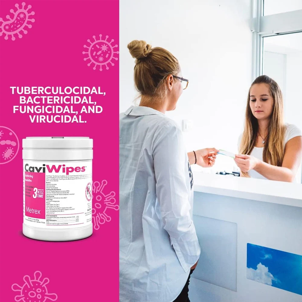 CaviWipes for Dental Disinfecting Towelettes Canister Wipes Clinic products Dentist Metrex Moist Towelettes Caviwipex Cleaner