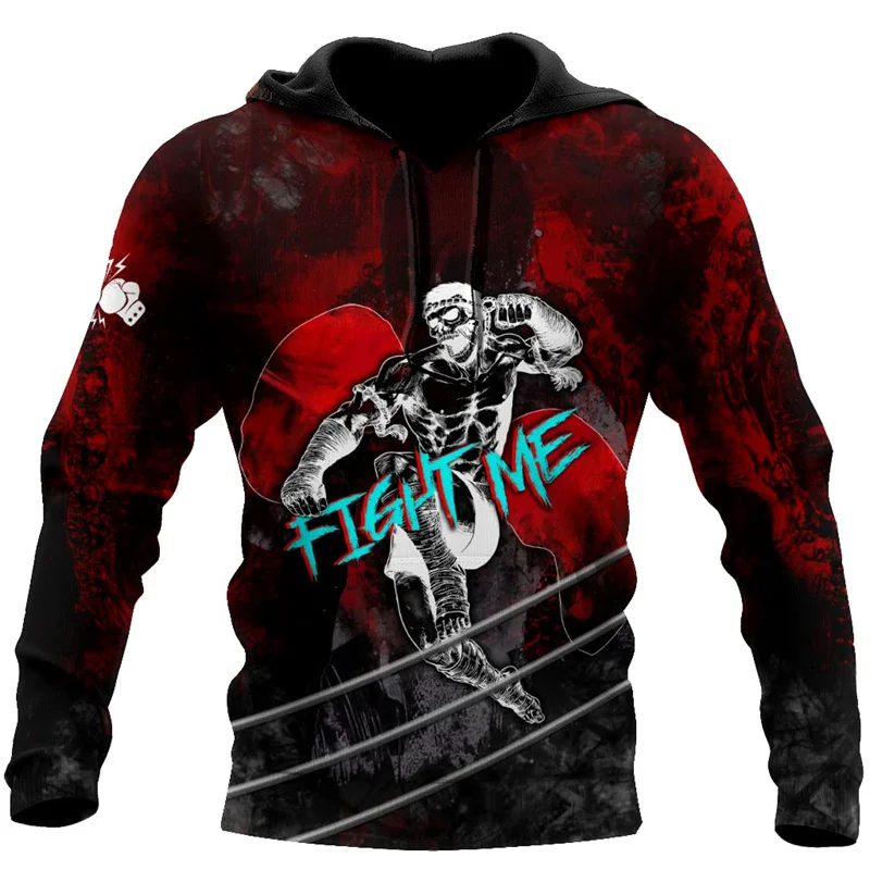 Boxer Graphic Hoodie Men Clothing Pop 3D Boxing KO Print Sportwear New in Hoodies Women Harajuku Fashion y2k Pullover Sweatshirt