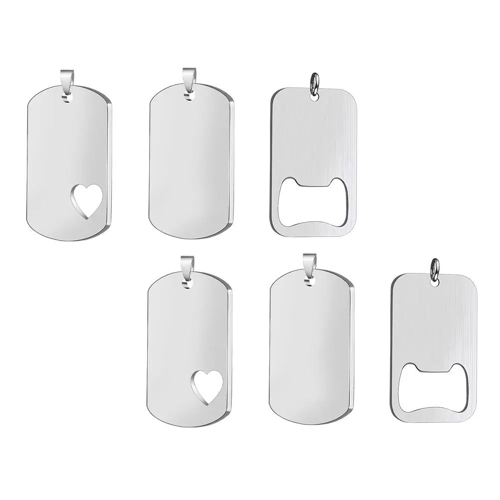

6 Pcs Stainless Steel Dog Tags Blank Stamping Metal Diy Craft Key Chain Unfinished Jewelry Charms Creative Pendant Name Tag Pet