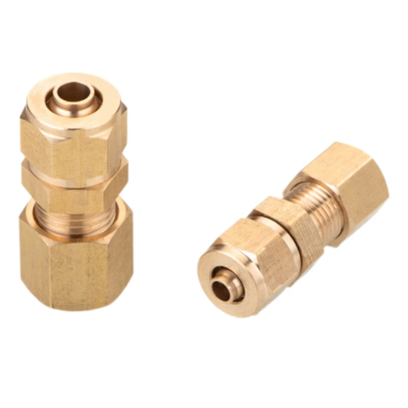 

5Pcs Brass card sleeve docking straight through thickened high-pressure joint 6 8 10 12mm PU tube nylon tube adapter