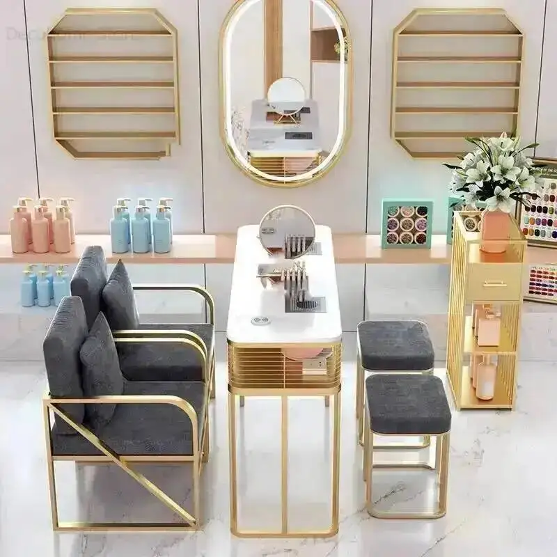 Luxury Nail Nordic Salon Furniture Tables Beauty Commercial Nails Desk with Vacuum Cleaner Minimalist Houshoeld Manicure Table D