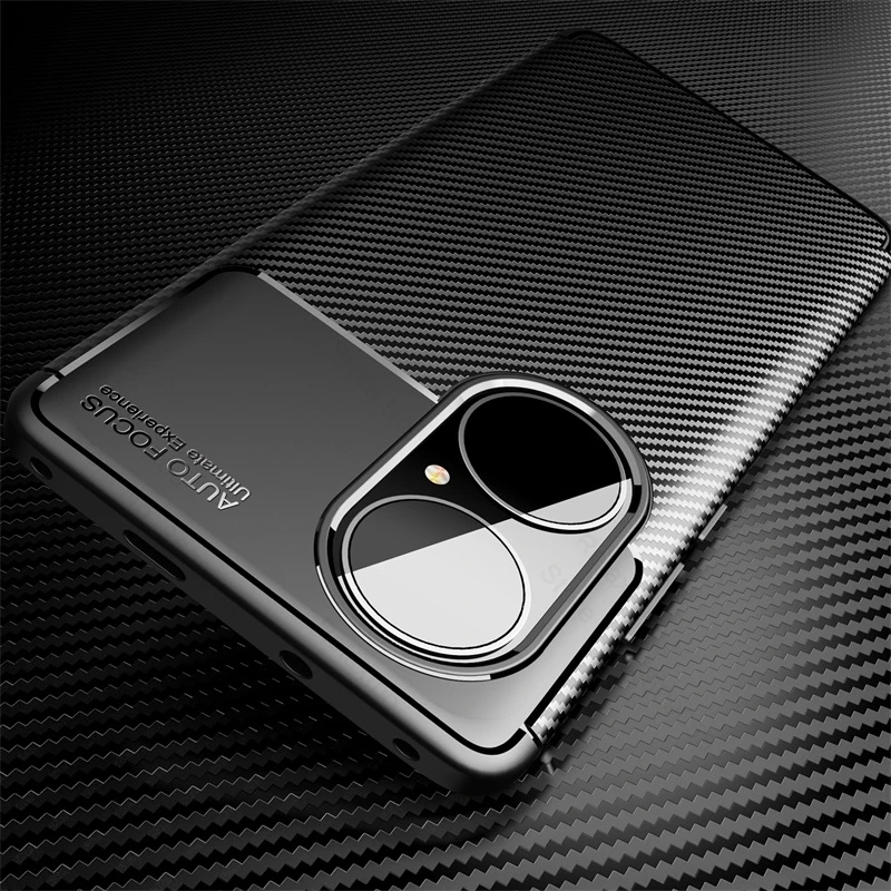 10pcs Fundas Hauwei P 50 Pro Case Carbon Fiber Pattern TPU Bumper Shockproof Coque For Huawei P50 Pro P50Pro Protect Shell Cover