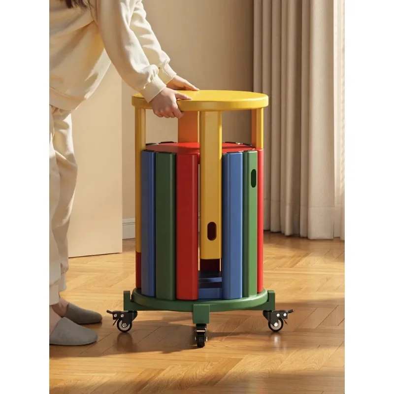 For Solid Wood Stool Stackable Round Dining Table Seat Creative Household Music Spare Chair Modern Living Room Bedroom