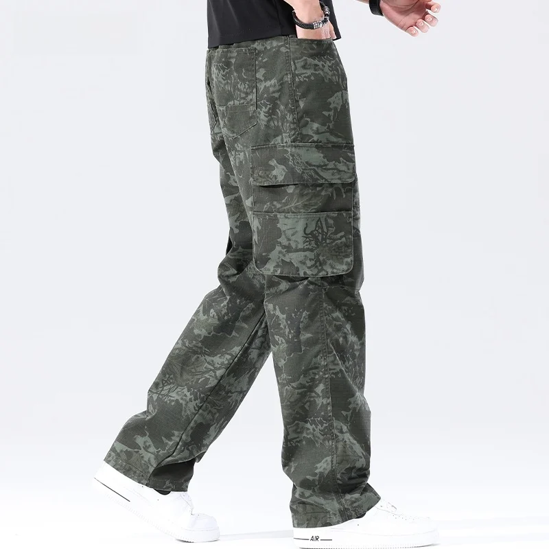 

Spring New Camouflage Work Pants Loose Straight Casual Men's Faion Brand High Street American Retro Sle Long Pants