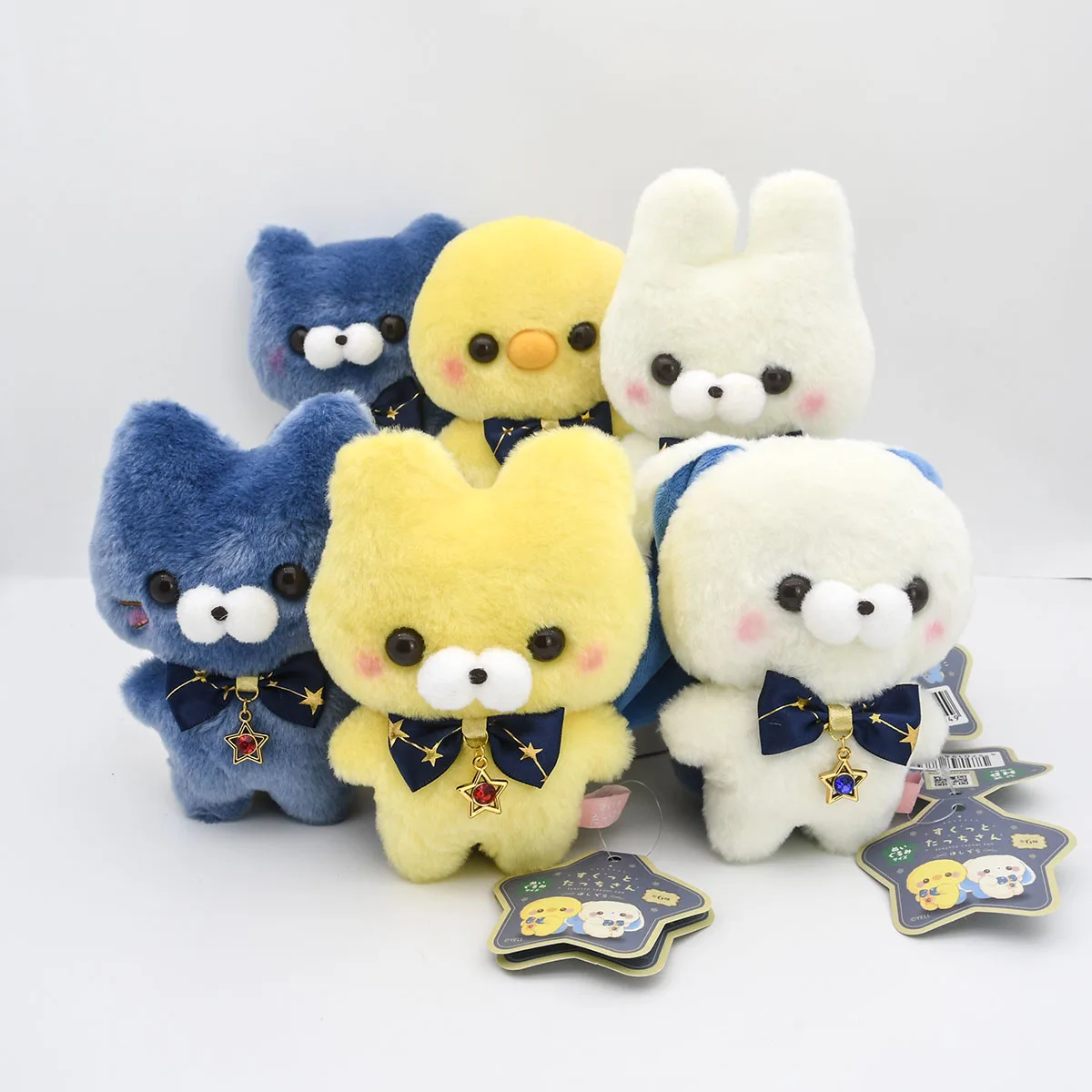 Yell Stuffed toy Skittotchi-san Starry sky 13cm cute Rabbit Bear Cat rabbit Chick Otter with star-shaped alloy charm plush dolls