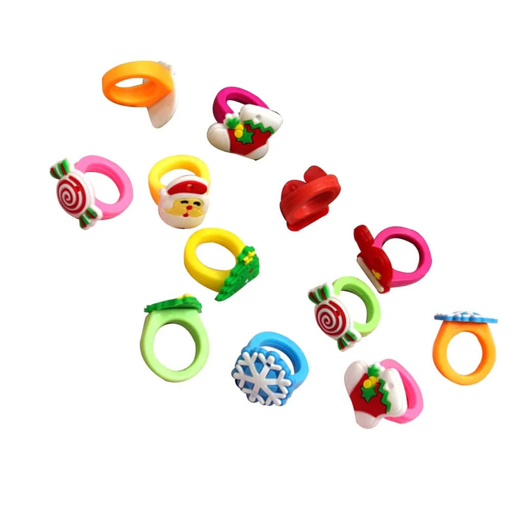 

30Pcs Christmas Rings Adorable Cartoon Designs Perfect for Kids Christmas Gifts Party Favors Decorations Rings for Kids