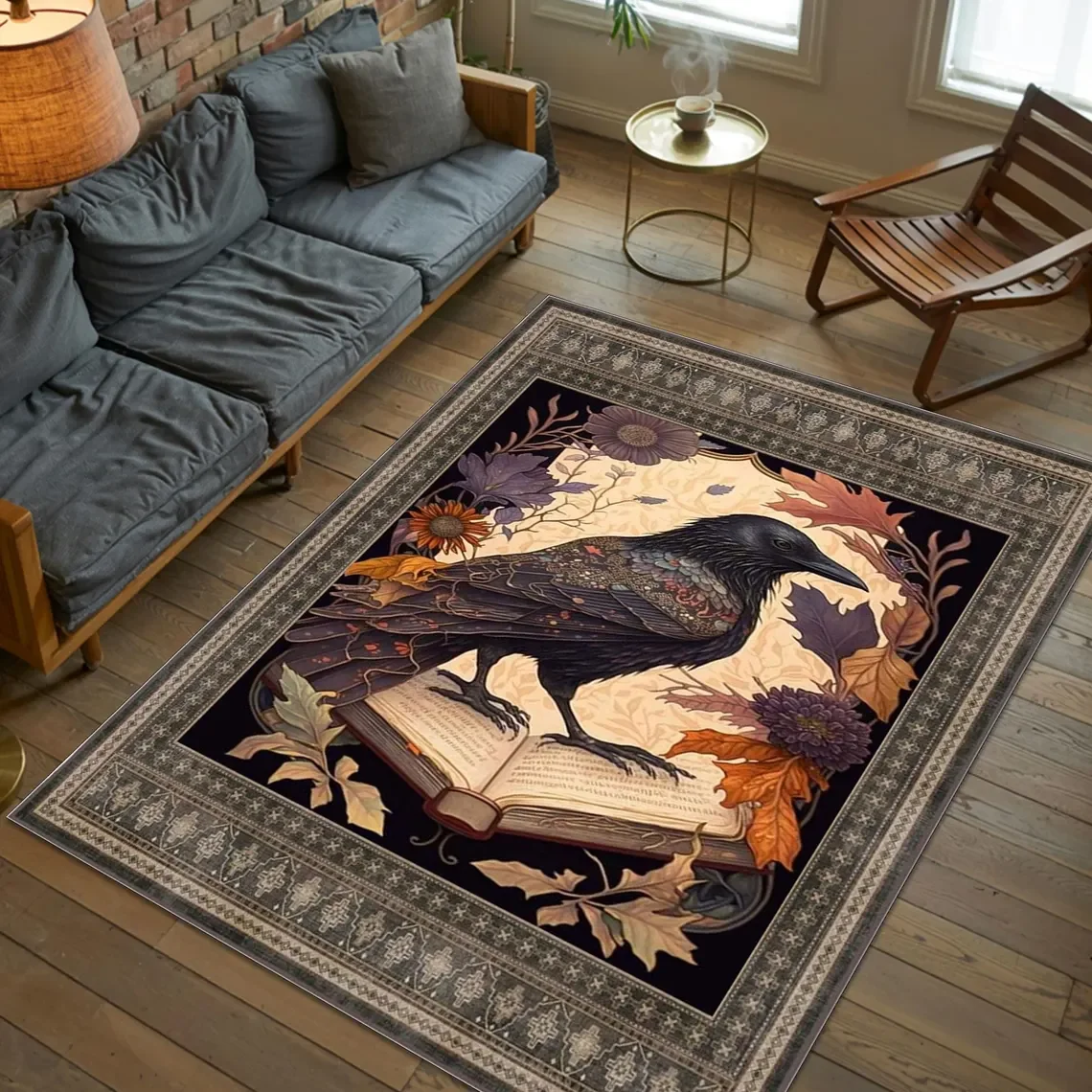 

Ковер Ворона, Коврик Ворон Для Декора Готической Комнаты, Домашний Декор Темной Академии, Максимальный Ковер Для Декора Комнаты Ведьмы, Ковер Дизайн Вороны