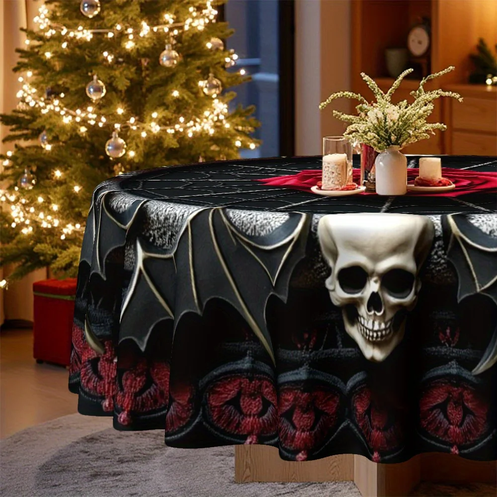 One tablecloth in a Gothic style for Halloween and Christmas combined theme