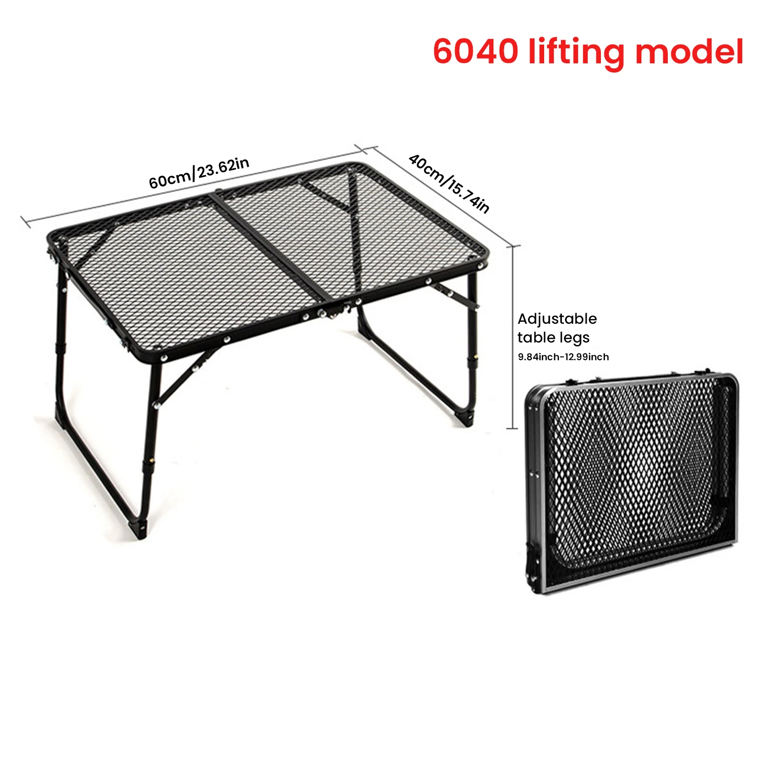 Camping Table Iron Mesh Folding Table Portable Outdoor Camping With Lifting Shelf Mesh Folding Table Outdoor Foldable Table