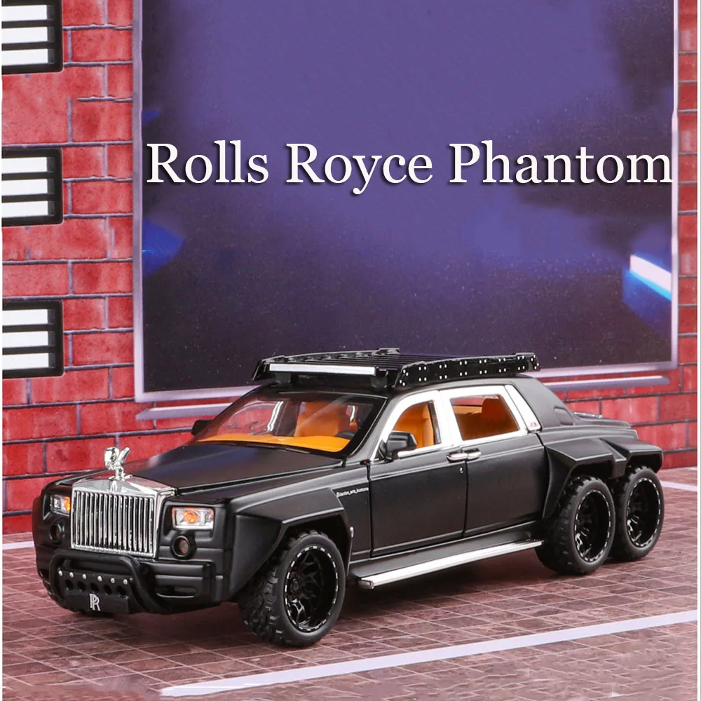 1:32 Rolls Royce Phantom 6x6 Toys Cars Models Alloy Diecast Pull Back Off-road Light Sound Miniature Vehicles Child Adult Gifts