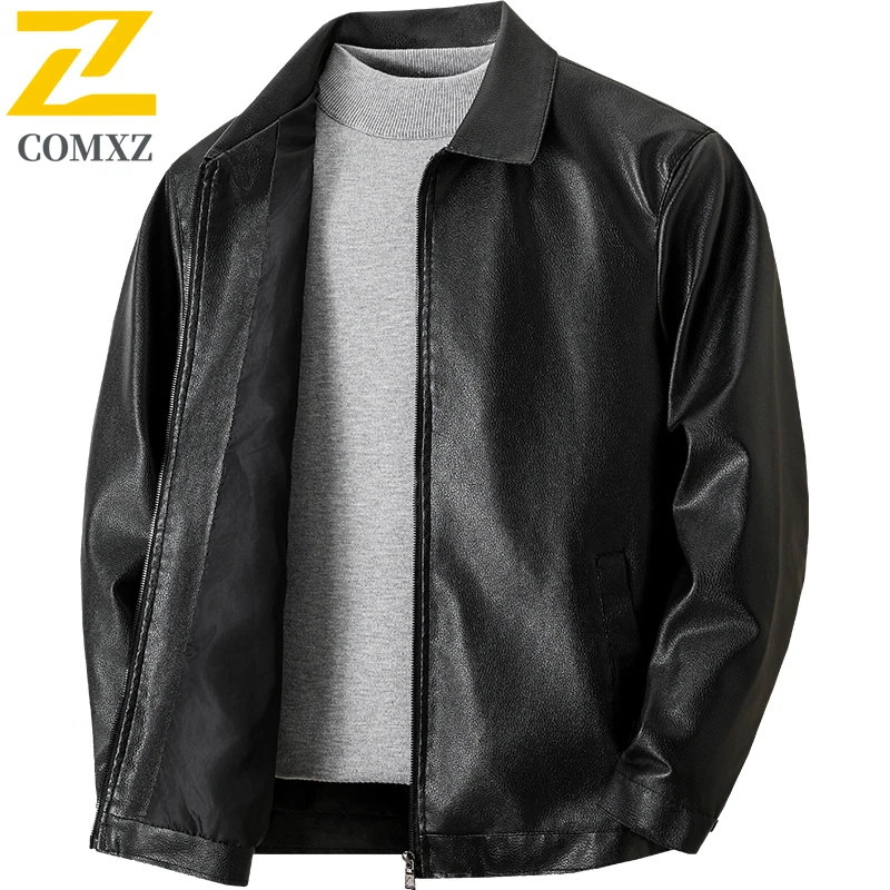 2025 Brand New Leather Jacket For Men's Korean Trend Slim Fit Faux Leather Jacket Handsome Youth Motorcycle Coat Ropa De Hombre