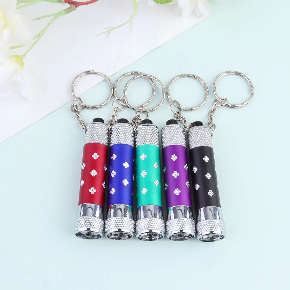 5 Pcs Flashlight Glare Keychain Keyrings Key-ring Torch Upholstery Supplies Decoration Creative Holder