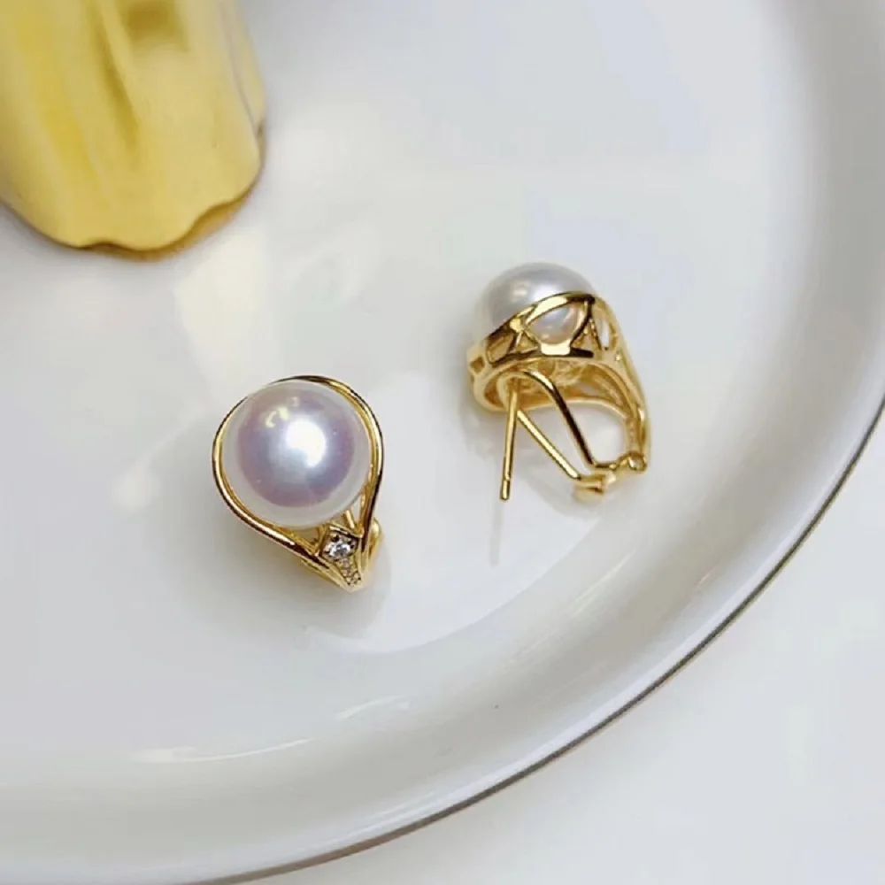 

Элегантные и модные жемчужные серьги AAAA9-10 мм, серьги из натурального белого жемчуга, серебро 925 пробы.