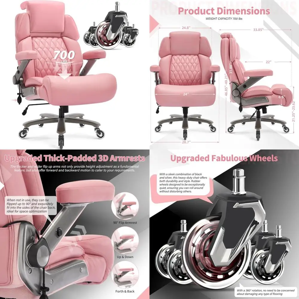 

Сверхмощное офисное кресло емкостью 700 фунтов — эргономичный регулируемый подголовник, поясничная поддержка, откидные подлокотники, большие колеса, металл B