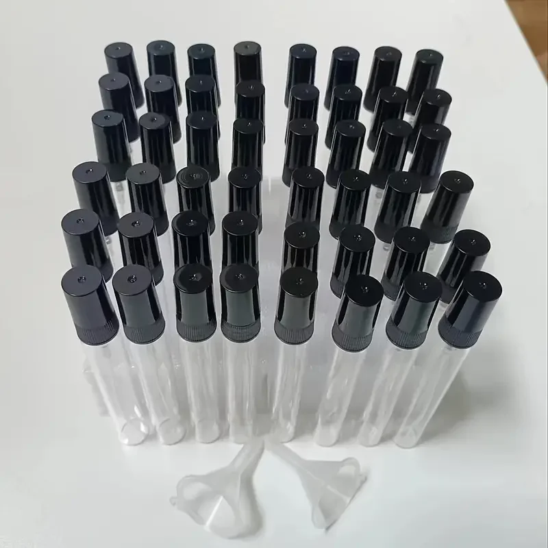 Bouteille de parfum en verre transparent de 10ml, 48 pièces, haute qualité, Mini bouteille de parfum pour femmes et hommes, essentiels de voyage, vente en gros