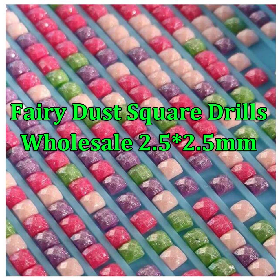 2024 New Fairy Dust Square Drill Embroidery Color Rhinestone Diamond Painting Mosaic Stones Resin Electroplating Gift Making