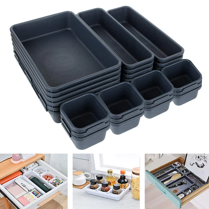 13/26PCs Drawer Organizers Separator for Home Office Desk Kitchen Divider Stationery Storage Box Women Makeup Organizer Boxes