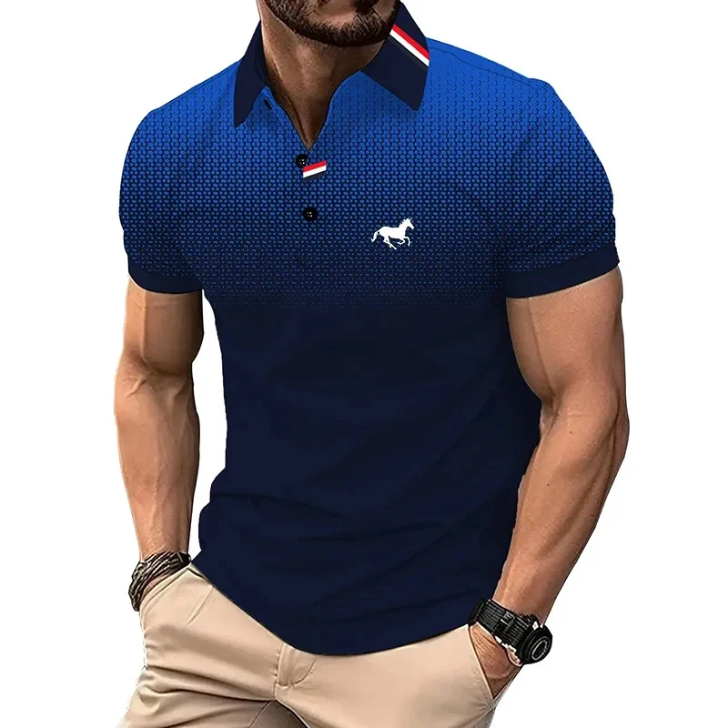 New Summer Men's Fashion Print Short Sleeve Polo Shirt Casual Breathable Pullover Polos T-shirt Tops Sports Men Clothing