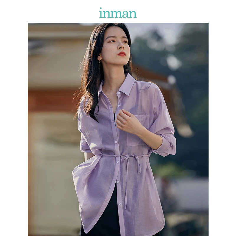 

INMAN Spring Summer Women's Blouses Pure Color Blusas Long-Sleeve Women's Shirts Fashion Versatile Minimalism Top Women Clothing