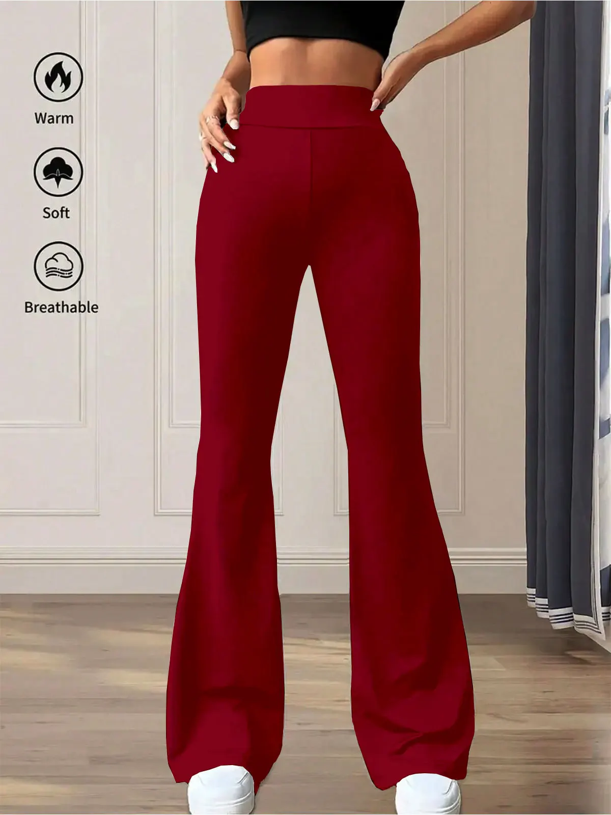 New women's micro flared pants, high waisted tight pants, casual slimming casual pants