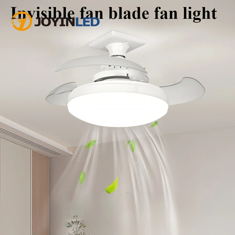 

1pc E27 Socket Invisible Blade Fan Light, Stealth Fan with Lamp & Remote Control Dimmable Socket Ceiling Fan for Bedroom Kitchen