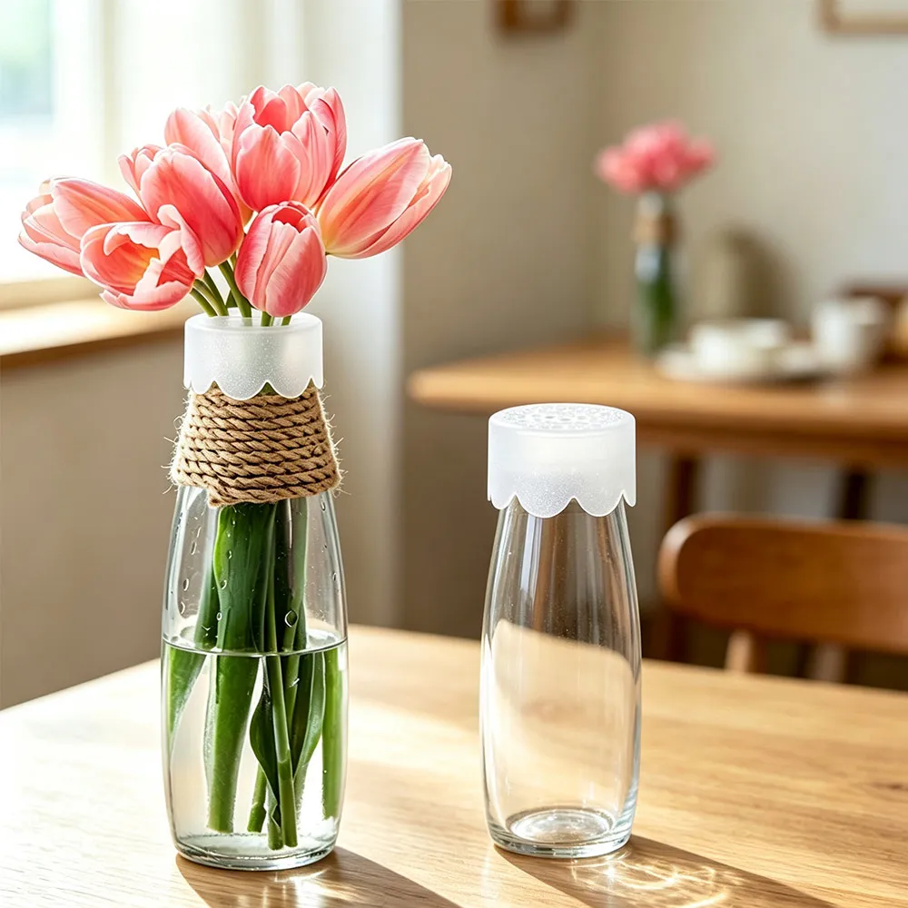 2Pcs Waterproof Silicone Blossom Grid Reusable Stretchable Flexible Floral Stem Holder Flexible Semi Transparent