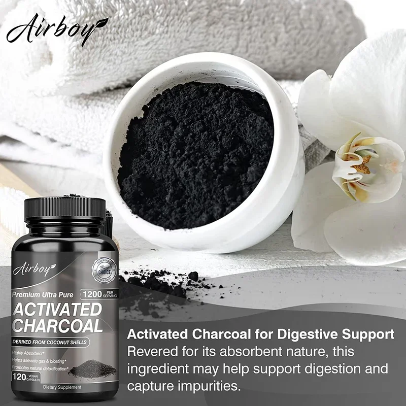 Activated Charcoal - Helps Relieve Gas & Bloating, Detox & Bowel, Digestive Supplement