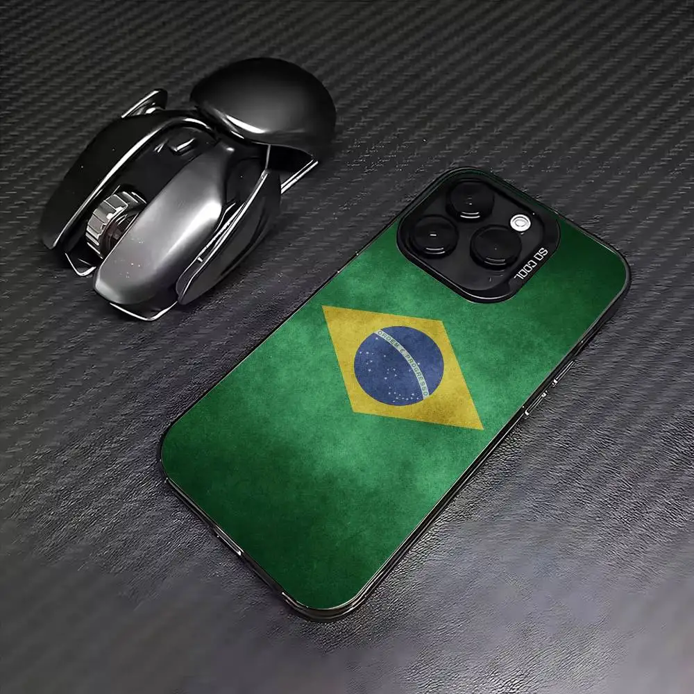 B-Brazil Colorful Silver Back Phone Case For IPhone 17 16 15 14 13 12 11 Plus Pro Max Plus