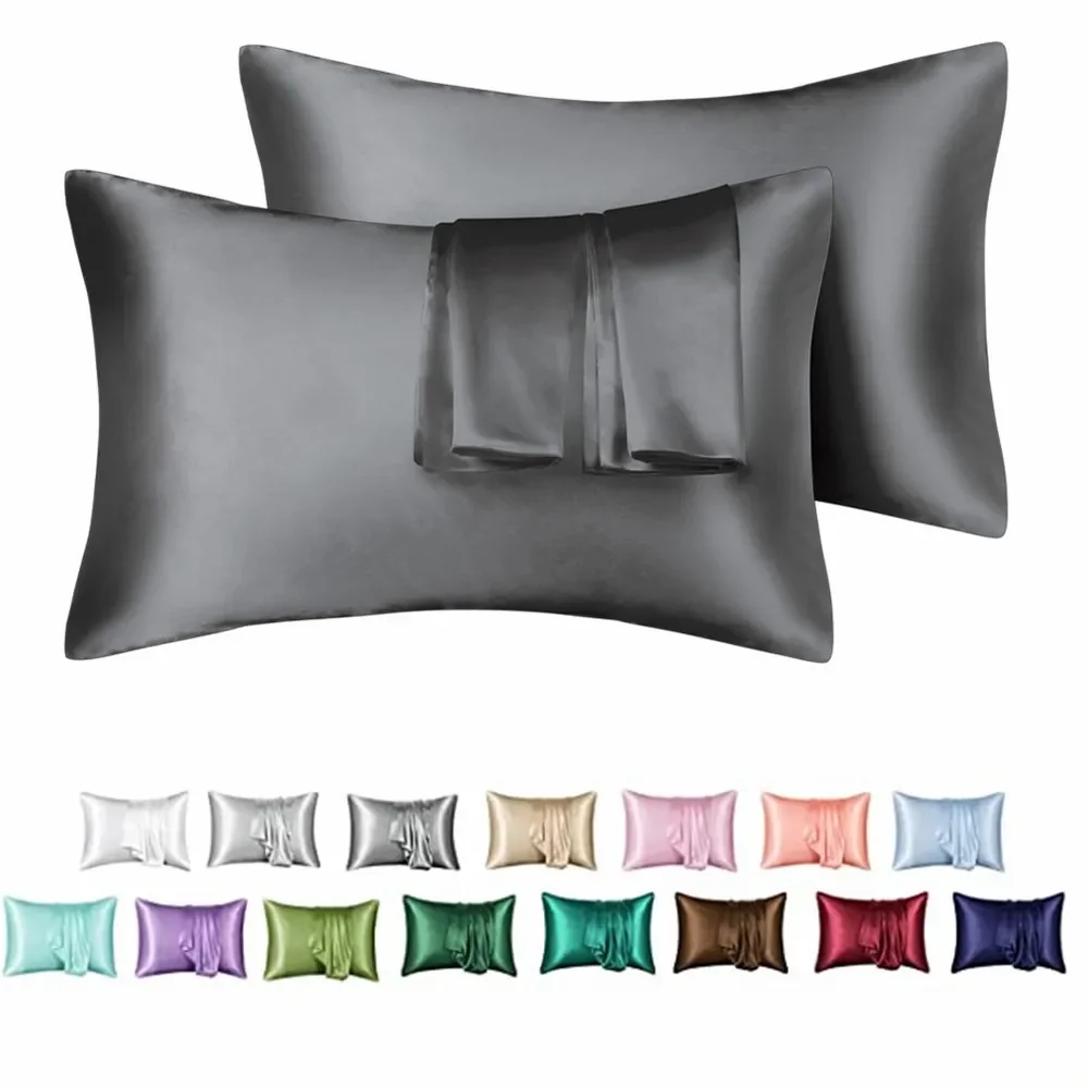 Solid Satin Skin Care Pillowcase Hair Anti Queen King Full Size Cover