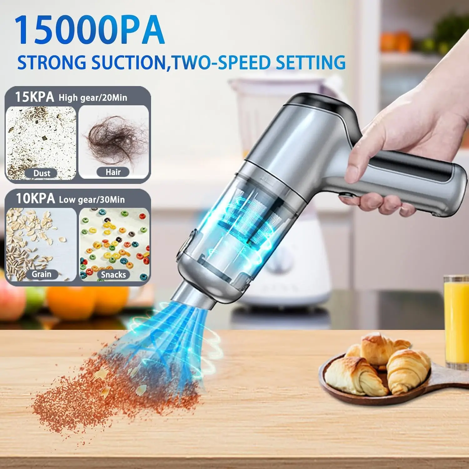 Car Vacuum Cleaner Portable,Car Vacuum -in-1  of Suction, Vacuum Cordless,Car Vacuum Portable Cordless High Power 15000PA, Vacuu