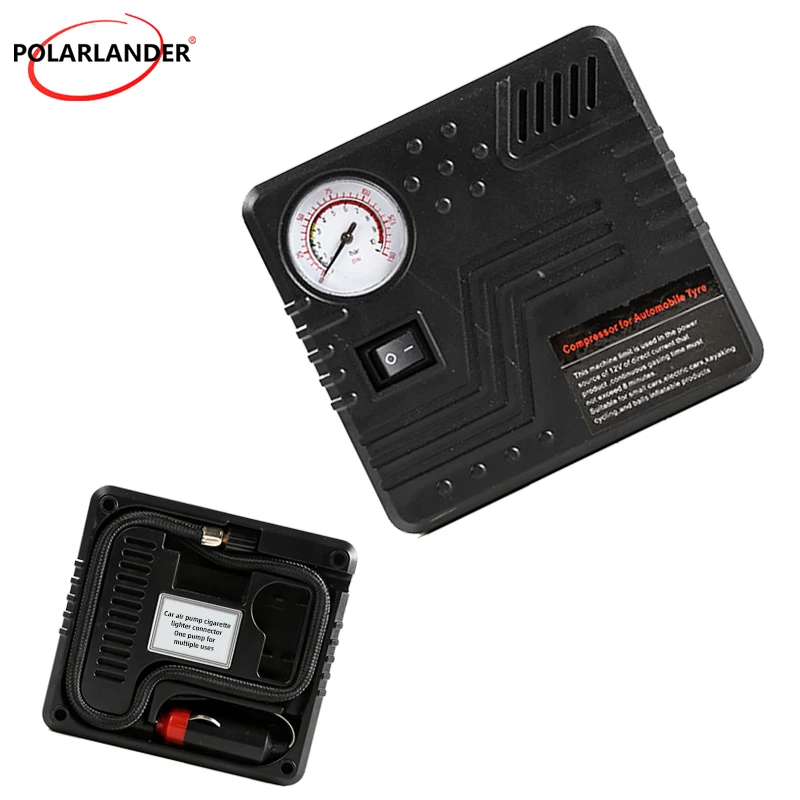 Car Emergency Auto Air Pump DC 12V Tire Inflator Tool Pressure Gauge Cigarette Lighter Connector Compact & Portable High Quality