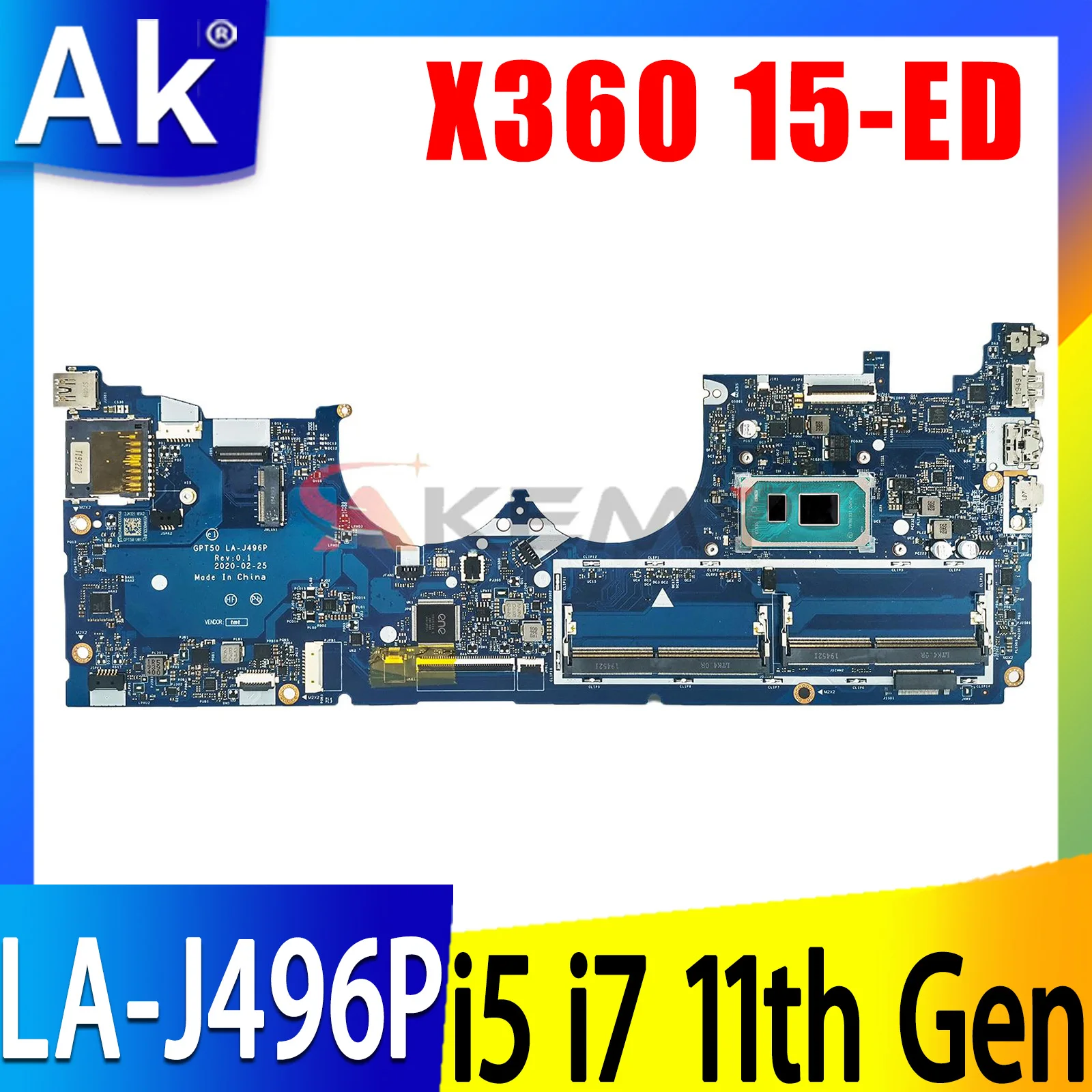 

For HP ENVY X360 15-ED 15T-ED100 Laptop Motherboard i5-1135G7 i7-1165G7 GPT50 LA-J496P M20700-601 M20704-001 100% Working